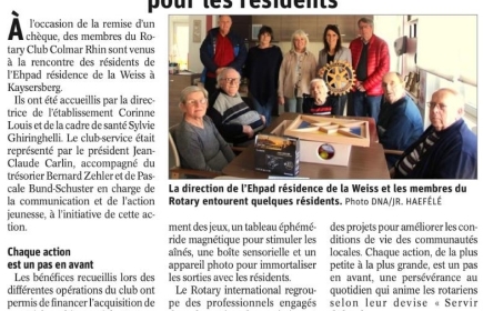 Du matériel multisensoriel pour l'EHPAD Résidence de la Weiss de KAYSERSBERG VIGNOBLE.